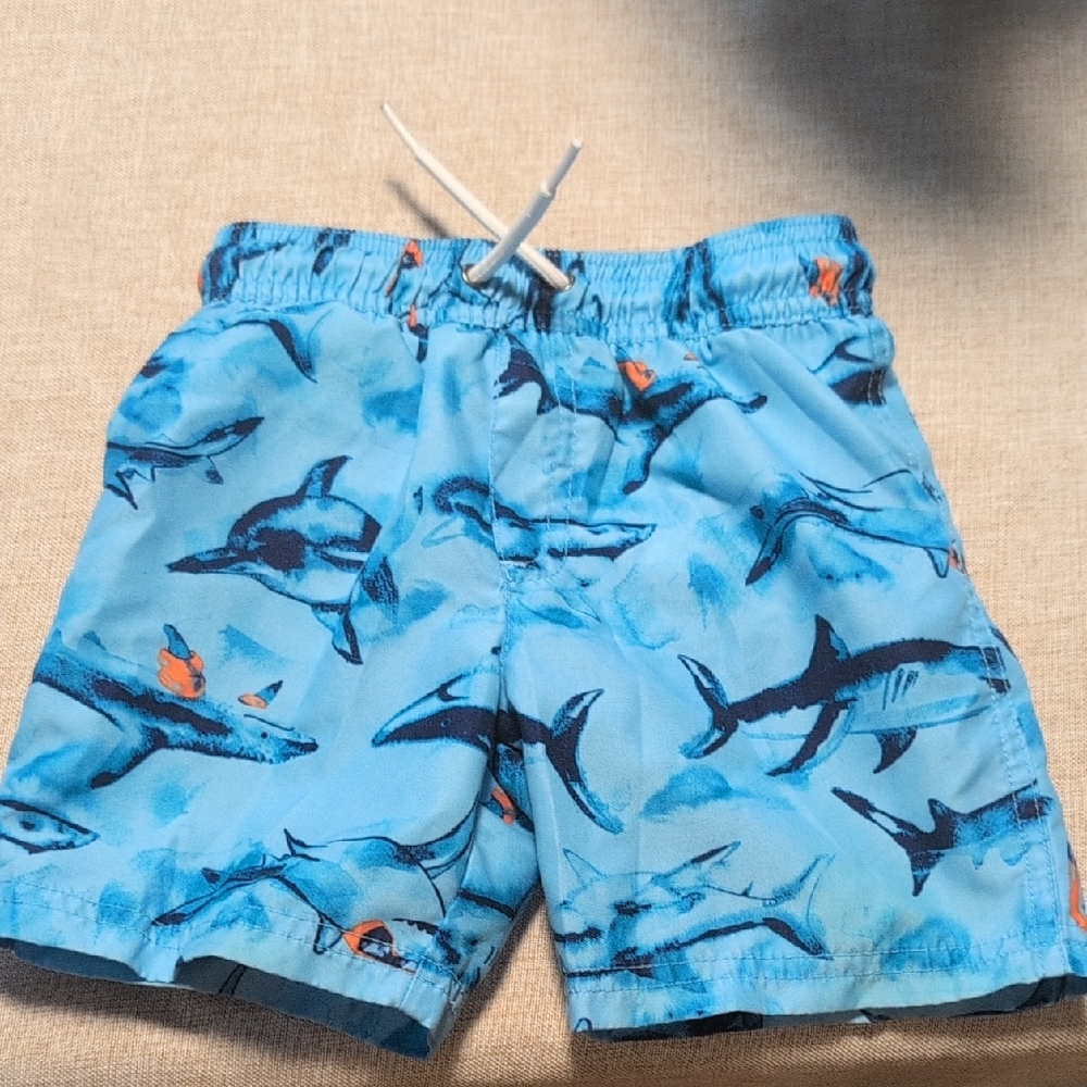 Child of Mine Blue Shark Print Shorts